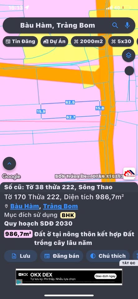 Đất nền xã Sông Thao, Trảng Bom 986m² giá 2 tỷ - Sổ đỏ chính chủ!