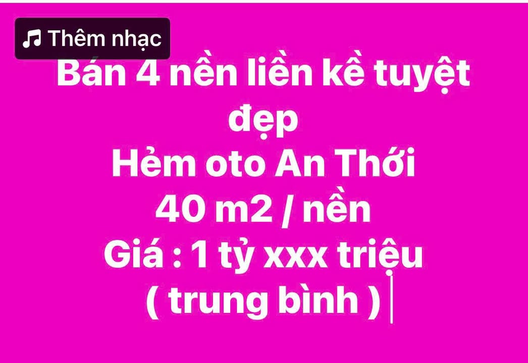 Đất nền liền kề An Thới Bình Thủy 40m² - Cấp phép xây dựng chính