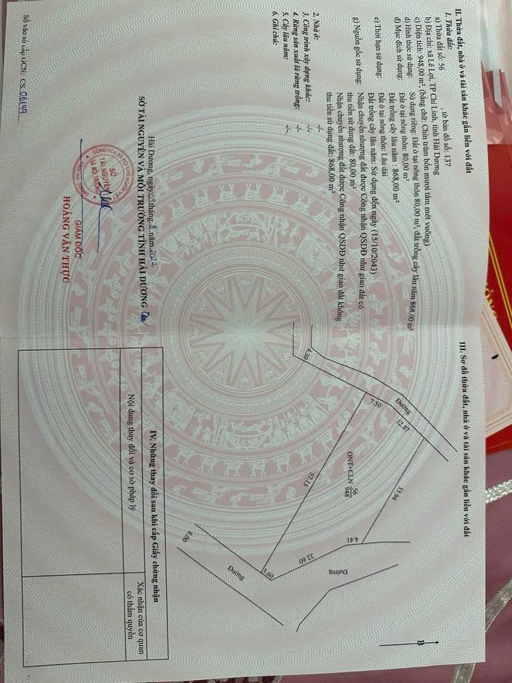 Đất nền Lê Lợi, Chí Linh 948m² giá chỉ 2 tỷ - Đầu tư sinh lời ngay!