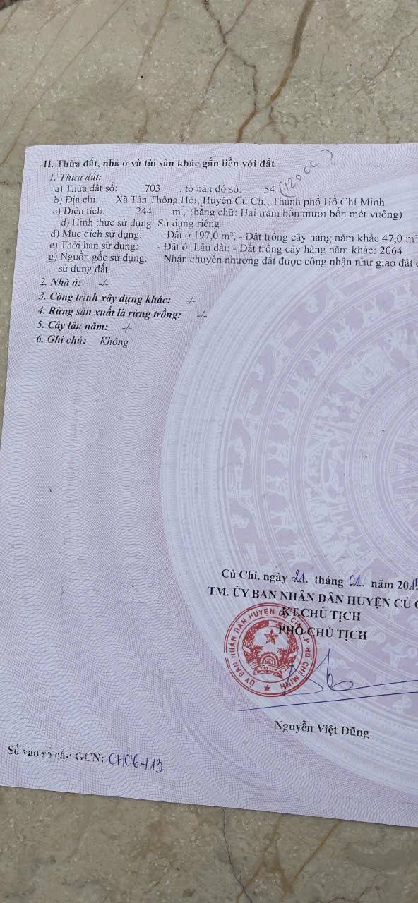 Đất nền Củ Chi 197m² giá 2.2 tỷ - Đường thông tiện ích, an ninh tốt!