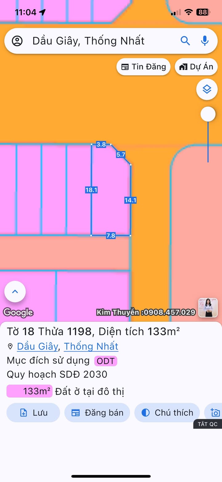 Lô đất góc A1C1 Thị Trấn Dầu Giây 7.8m giá 4 tỷ - Cơ hội đầu tư hấp dẫn!