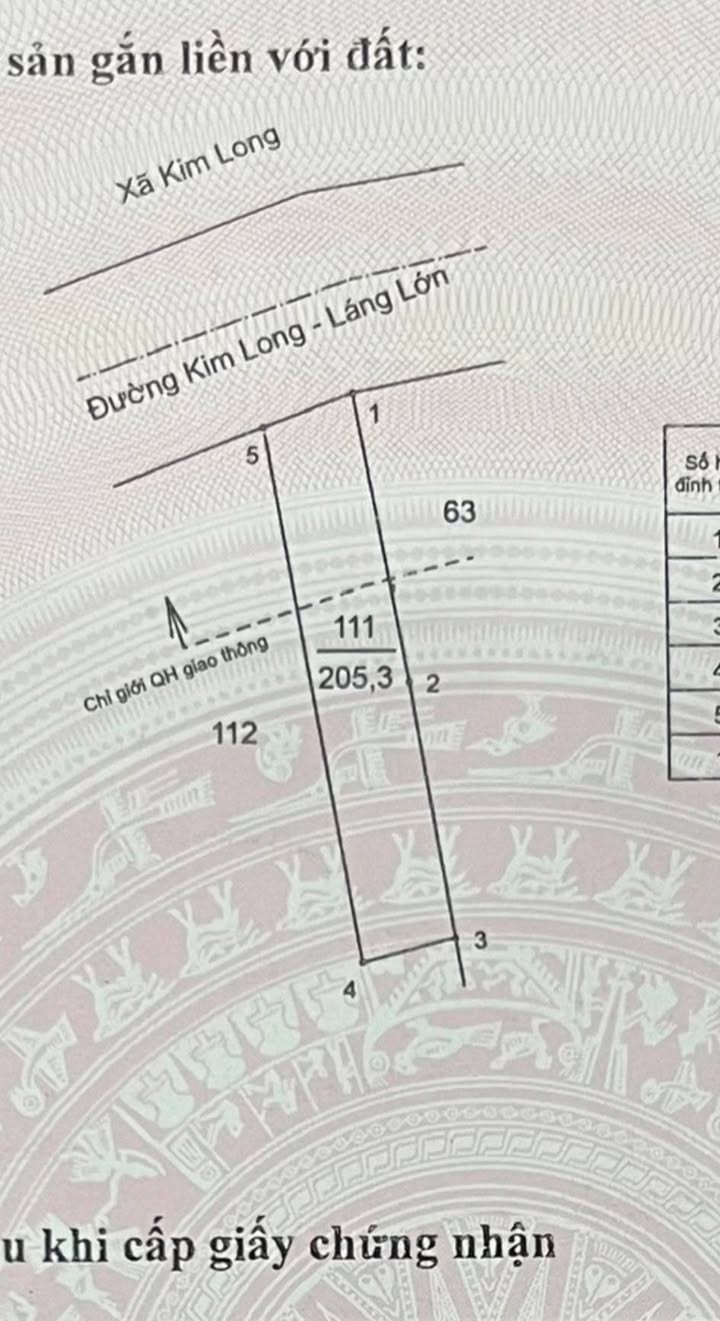 Đất thổ cư Kim Long Láng Lớn 284m² giá 1.25 tỷ - Đầu tư sinh lời ngay!