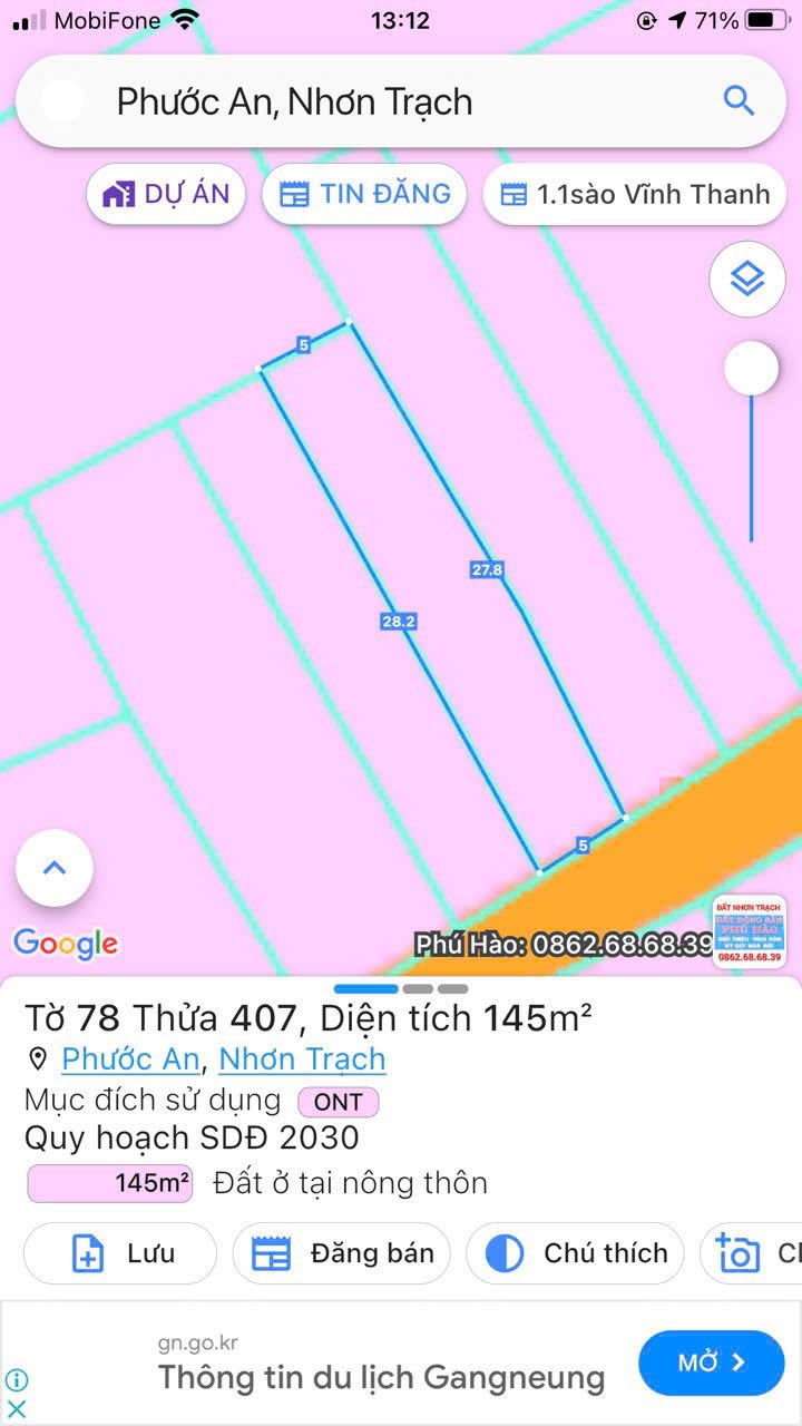 Đất thổ cư 145m² xã Phước An giá chỉ 2 tỷ - Vị trí đẹp gần đường Hùng Vương!