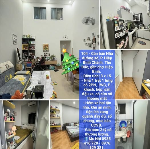 Nhà phố Hiệp Bình Chánh Thủ Đức 45m² giá 2 tỷ - Hẻm xe hơi tận nhà!