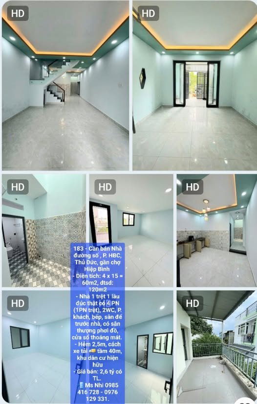 Nhà phố Thủ Đức 60m² giá 2.6 tỷ - Gần chợ Hiệp Bình