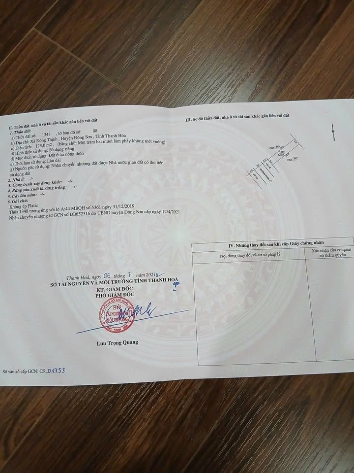 Đất nền xã Đông Thịnh, huyện Đông Sơn 125m² giá 1.5 tỷ - Sổ đỏ chính chủ!