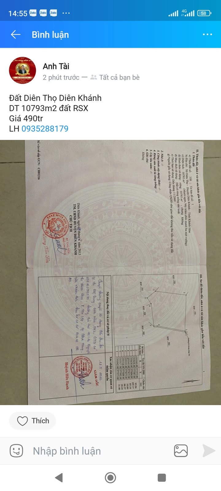 Đất Diên Thọ Diên Khánh 10.793m² giá 490 triệu - Đầu tư sinh lời ngay!