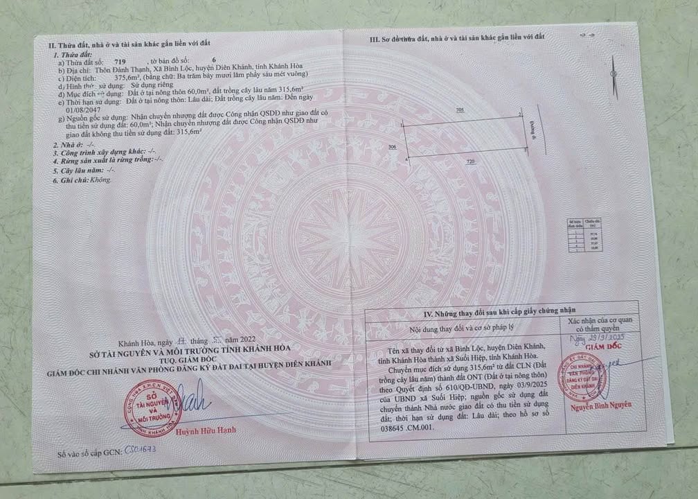 Đất thổ cư Bình Lộc, Diên Khánh 375m² giá 2.25 tỷ - Đầu tư lý tưởng!