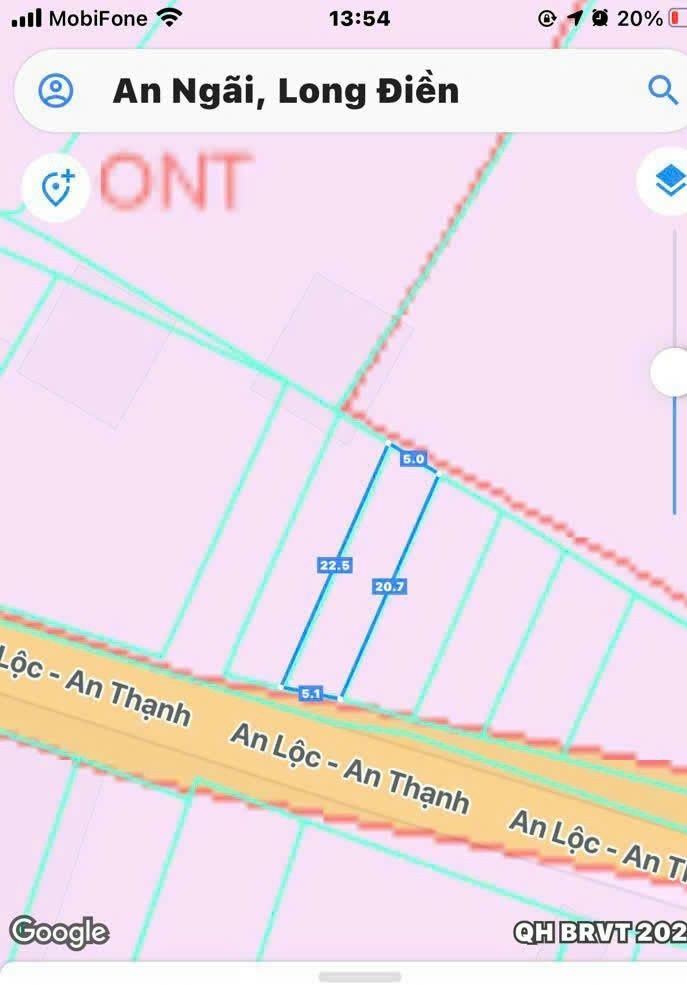 Đất An Ngãi Long Điền 110m² giá 1.55 tỷ - Mặt tiền đường nhựa sầm uất!