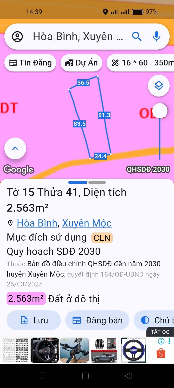 Đất nền Hòa Hội Xuyên Mộc 2560m² giá 2.8 tỷ - Đầu tư sinh lời hấp dẫn!