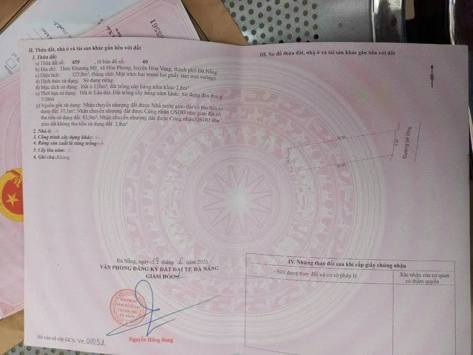 Đất nền Hòa Tiến 122,8m² giá chỉ 895 triệu - Vị trí đắc địa, sổ hồng chính chủ!