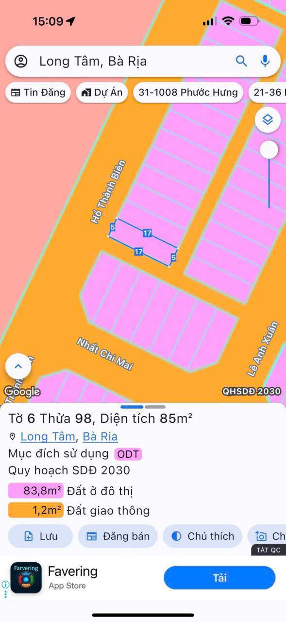 Đất nền góc thoát hiểm đường Hồ Thành Biên, Bà Rịa - Diện tích 85m² giá chỉ 2.3 tỷ!