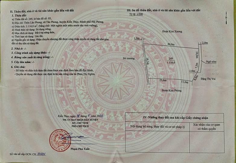 Đất thổ cư Tân Phong Kiến Thụy 1160m² giá chỉ 11.6 tỷ - Đầu tư sinh lời ngay!