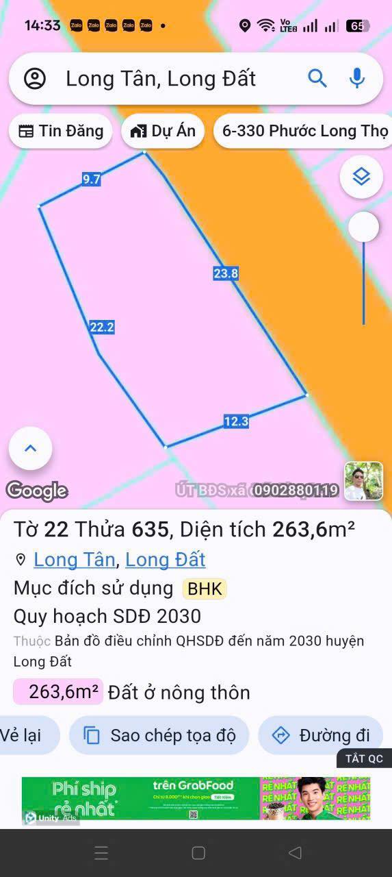 Đất nền mặt tiền đường Nhựa Long Tân 80m² giá 1 tỷ - Cơ hội đầu tư hấp dẫn!