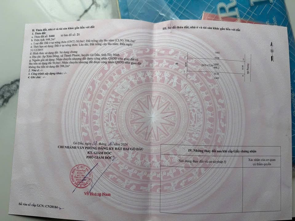 Đất thổ cư 440m² Đồng Thanh, Gò Dầu, Tây Ninh - Giá chỉ 950 triệu, thương lượng tốt!