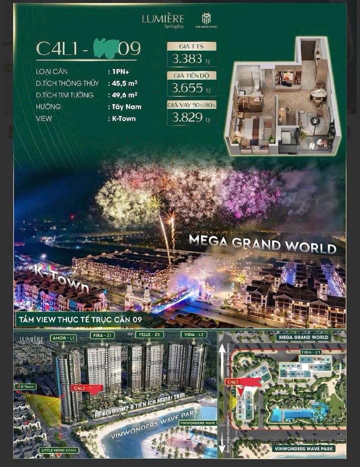 Căn hộ Lumiere SpringBay Hưng Yên 46m² giá 3.75 tỷ - Chính chủ cần bán!