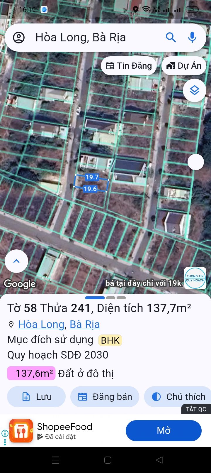 Đất nền Hương Lộ 2, Hoà Long 137m² giá chỉ 2.09 tỷ - Vị trí đẹp, khu dân cư đông đúc!