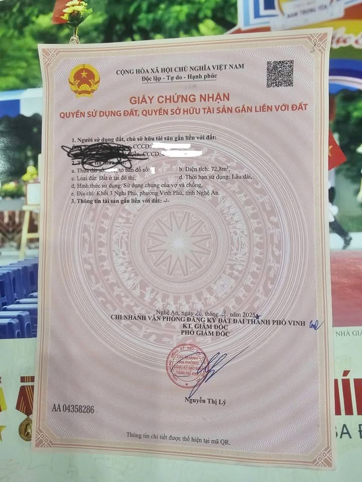 Đất chính chủ tại Nghi Phú, Vinh 72m² giá 2.5 tỷ - Đường rộng, vị trí đẹp!