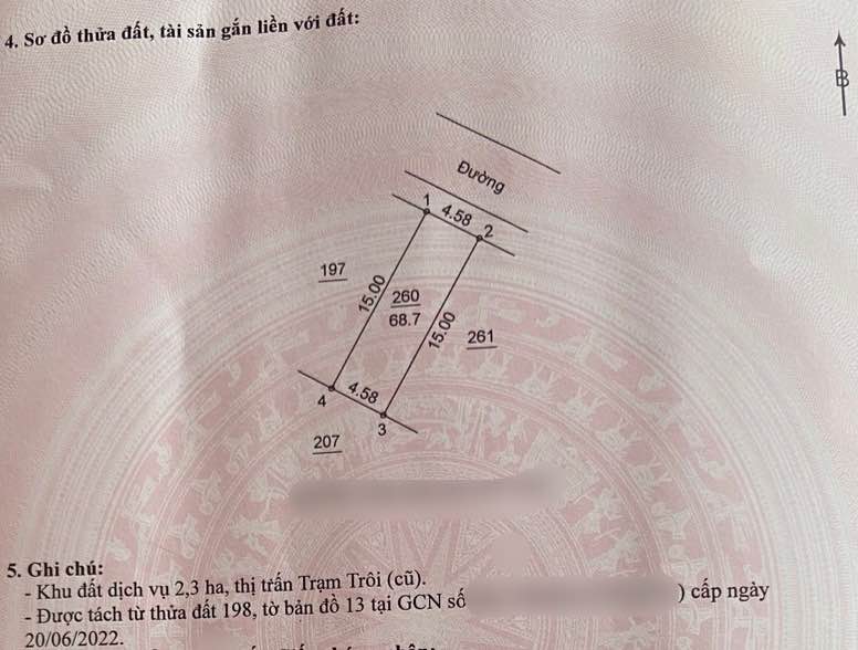 Đất nền Trạm Trôi, Hoài Đức 68.7m² - Mặt tiền 4.58m, vị trí đắc địa gần sân vận động!