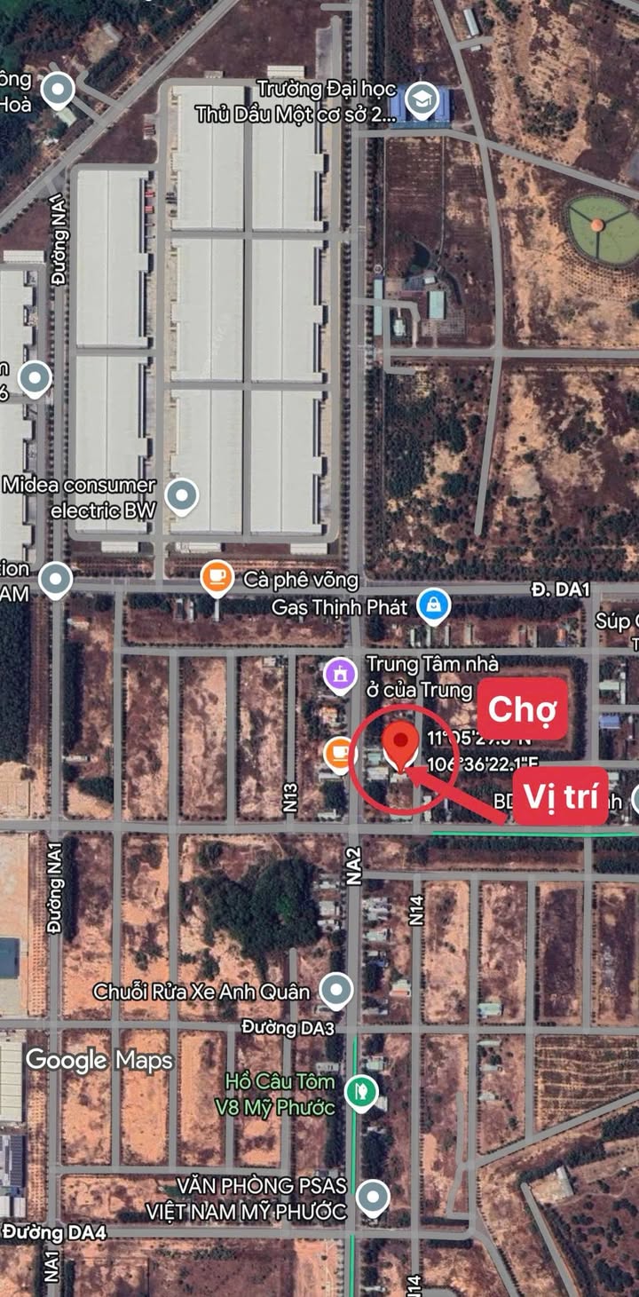 Đất nền mặt tiền đường N14, Bến Cát, Bình Dương 300m² - Đối diện chợ và trường đại học TDM!