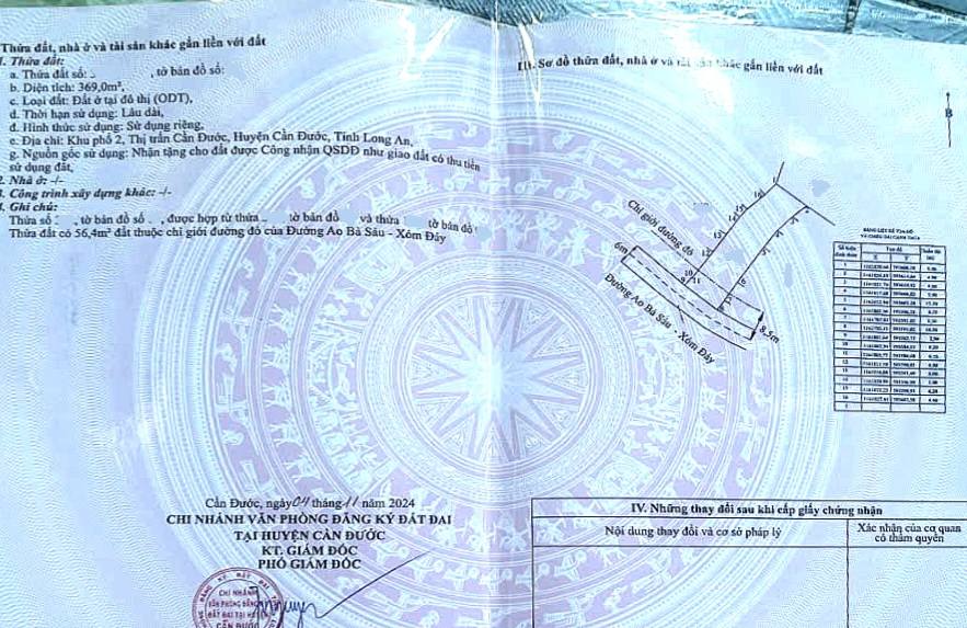 Đất thổ cư Cần Đước 369m² giá 3.5 tỷ - Vị trí đắc địa gần QL50