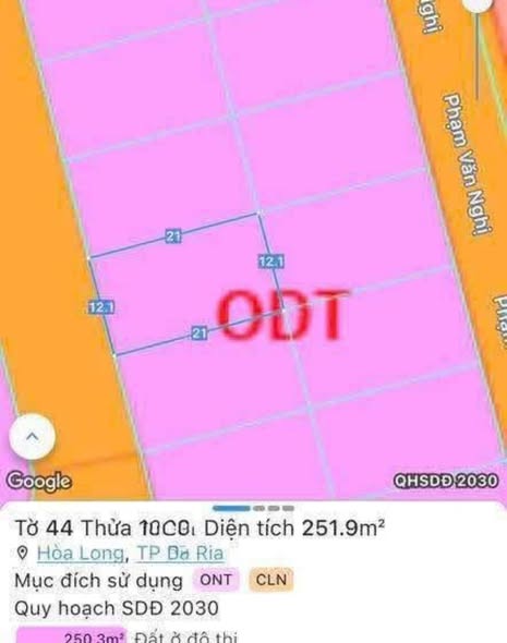 Lô đất biệt thự Thanh Sơn C Hoà Long Bà Rịa 252m² giá 4.2 tỷ - Cơ hội đầu tư hấp dẫn!