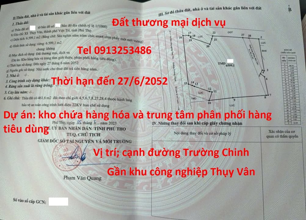 Đất thương mại dịch vụ 6.716m² tại Việt Trì, Phú Thọ - Cơ hội đầu tư sinh lời!