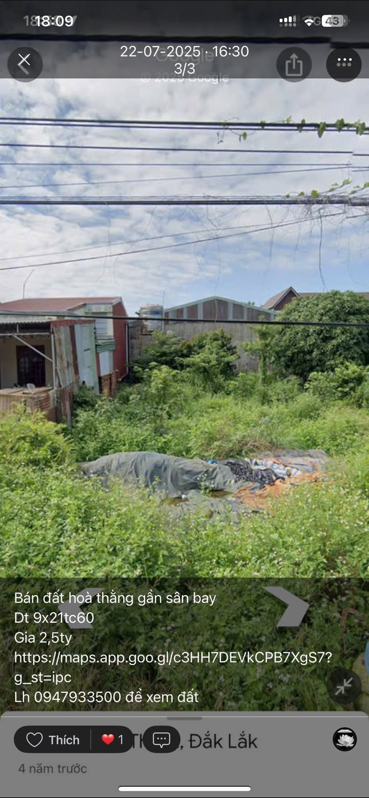 Đất Hòa Thắng, Buôn Ma Thuột 189m² giá 2.5 tỷ - Đầu tư sinh lời ngay!