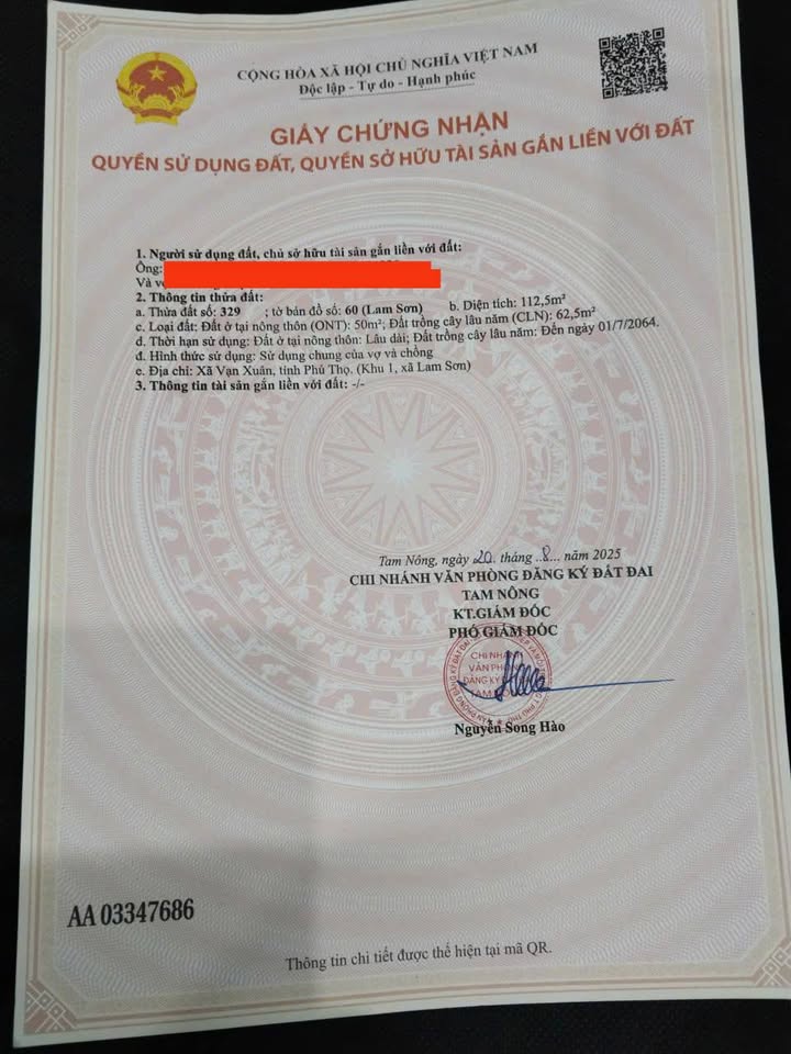 Đất nền Lam Sơn, Tam Nông 112.5m² giá 800 triệu - Đầu tư sinh lời cao!