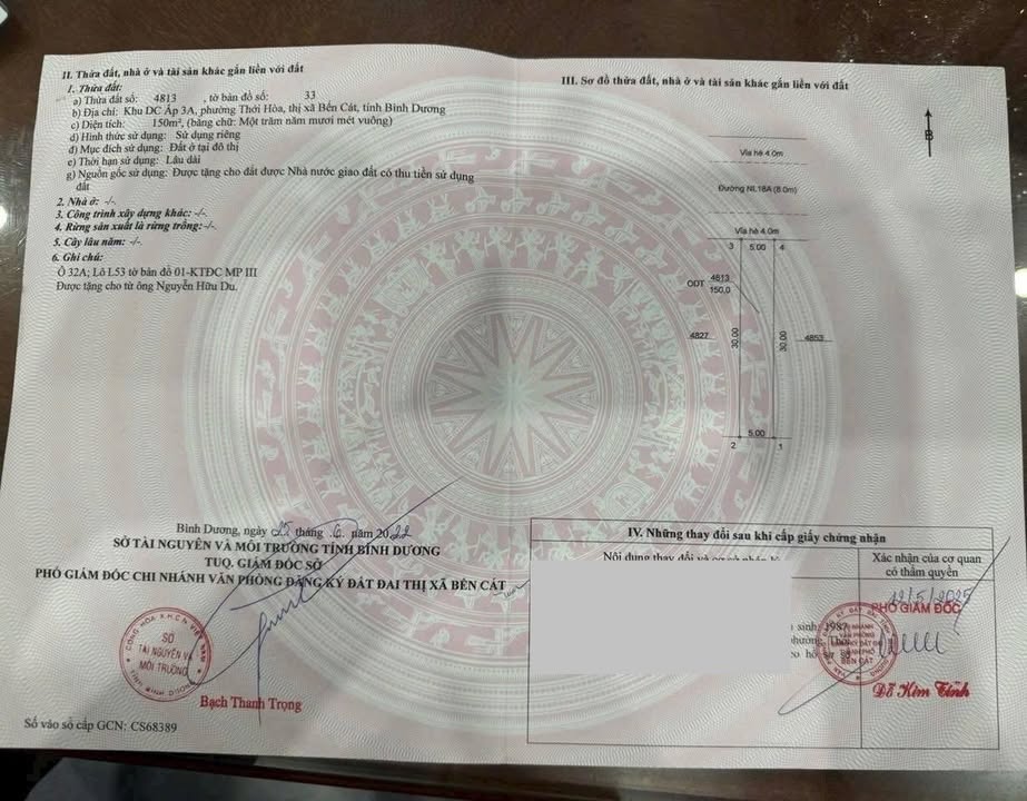 Đất thổ cư L53 đường NL18a, Bến Cát, Bình Dương 150m² - Giá 1.8 tỷ, gần chợ và trường học!