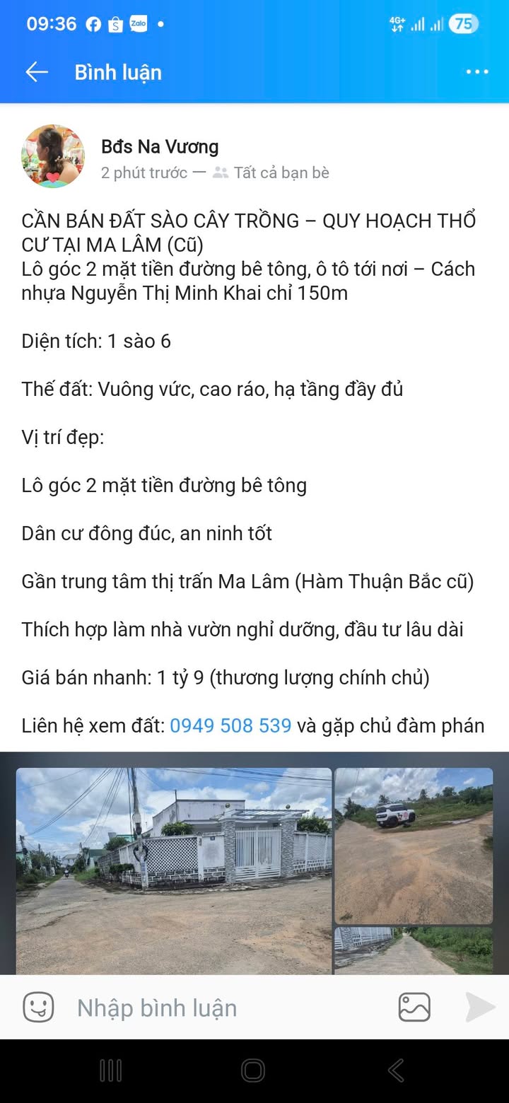 Đất sào cây trồng quy hoạch thổ cư tại Ma Lâm 1600m² giá 1.9 tỷ - Sổ hồng chính chủ!