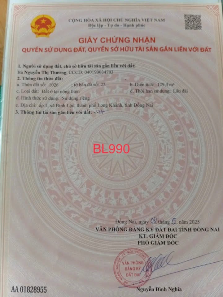 Đất nền Bình Lộc 130m² giá chỉ 990 triệu - Pháp lý rõ ràng, xây dựng tự do!