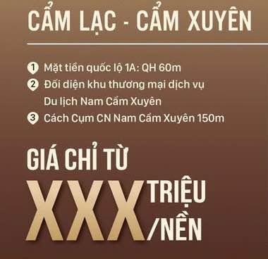 Đất nền Cẩm Lạc, Cẩm Xuyên - 87m² giá chỉ từ 400 triệu - Đầu tư sinh lời cao!