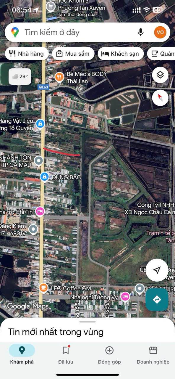 Đất nền mặt tiền Quốc Lộ 63, Cà Mau 1991m² - Tiềm năng phát triển vượt trội!