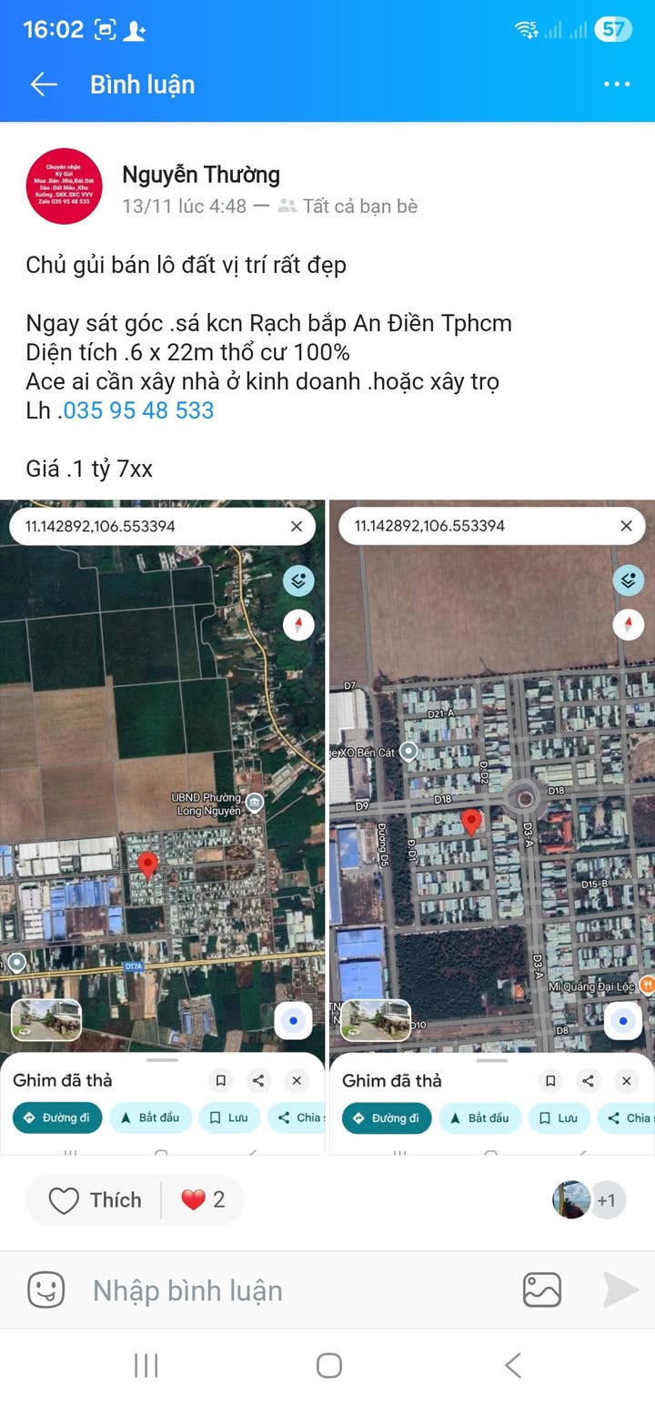 Đất nền An Điền Bến Cát 132m² giá 1.7 tỷ - Sổ hồng chính chủ, xây dựng tự do!