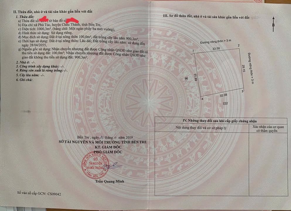 Đất Phú Túc 1000m² giá 1.3 tỷ - Sổ đỏ chính chủ, 2 mặt tiền