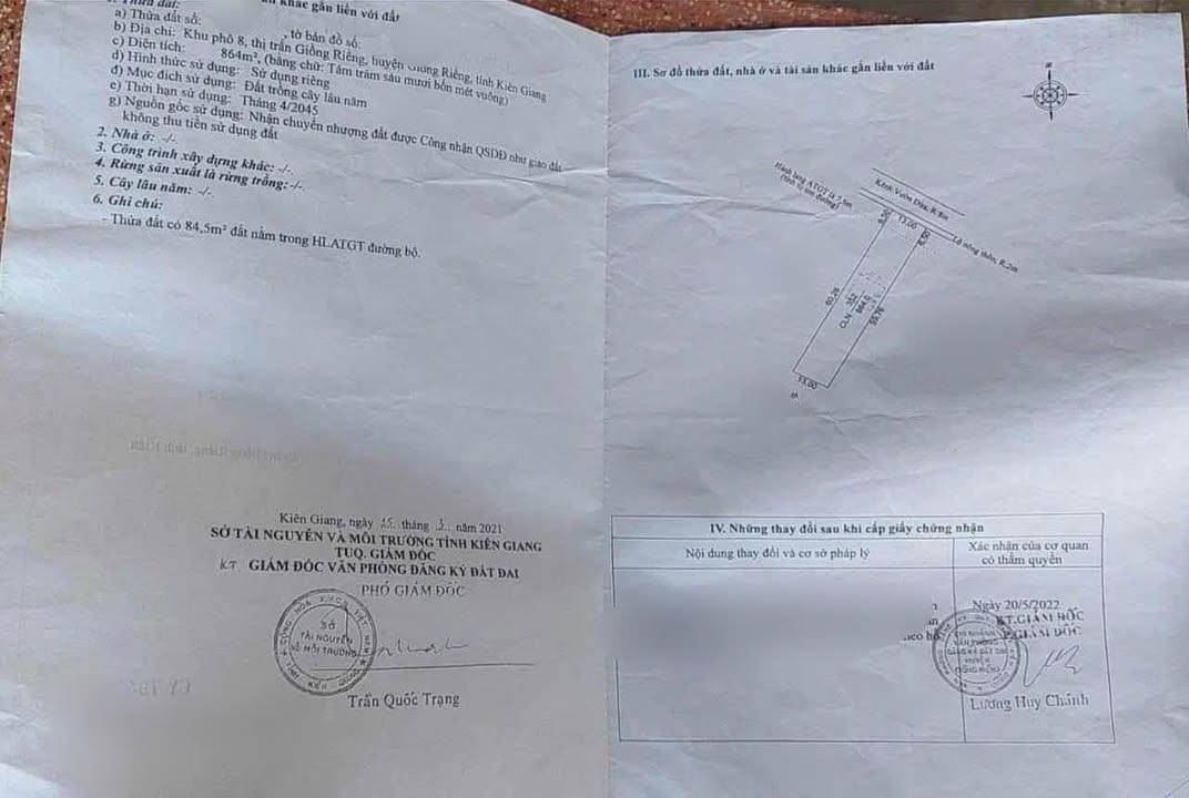 Đất nền 780m² tại KP8, Thị Trấn Giồng Riềng, giá 828 triệu - Cần bán gấp!