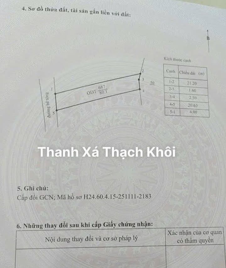 Đất nền Thạch Khôi 80m² giá 1 tỷ - Ngõ ô tô đỗ cửa, vay ngân hàng dễ dàng!
