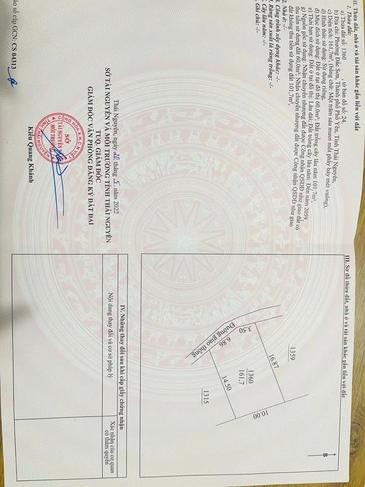 Đất nền Đắc Sơn, Phổ Yên 161m² giá 790 triệu - Tiềm năng tăng giá mạnh!