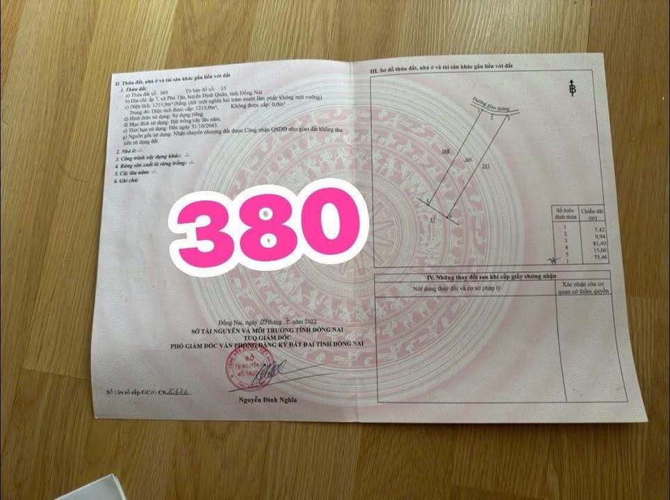 Đất nền 1 sào tại xã Phú Vinh, Định Quán - Chỉ 380 triệu, cơ hội đầu tư tuyệt vời!