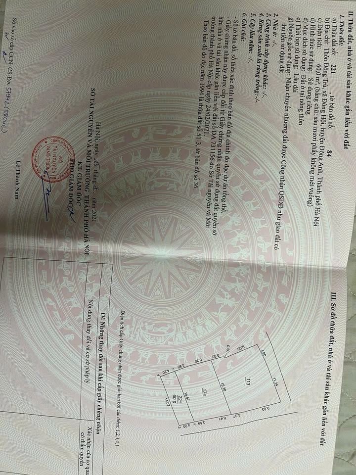 Lô đất thôn Đông Trù, Đông Hội, Đông Anh 60m² giá 6.75 tỷ - Đầu tư sinh lời cao!