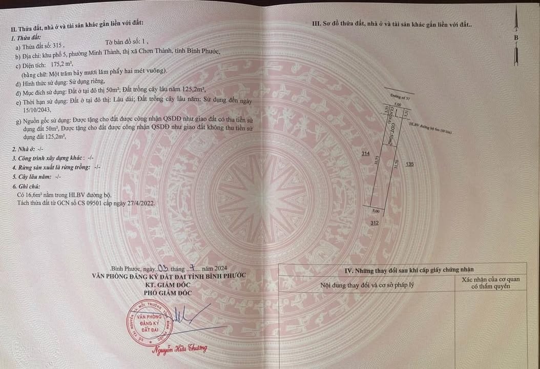 Đất thổ cư Minh Thành Chơn Thành 175m² giá chỉ 300 triệu - Cơ hội đầu tư hấp dẫn!