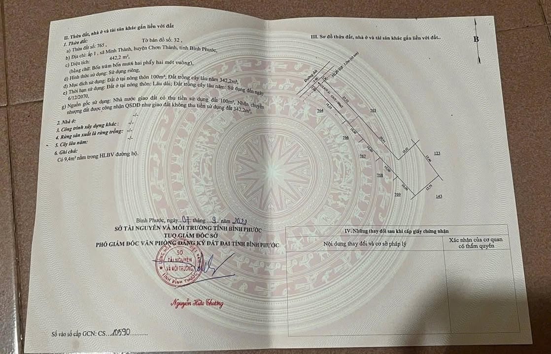 Đất thổ cư Khu phố 1, Phường Minh Thành 442m² giá 700 triệu - Cơ hội đầu tư tuyệt vời!