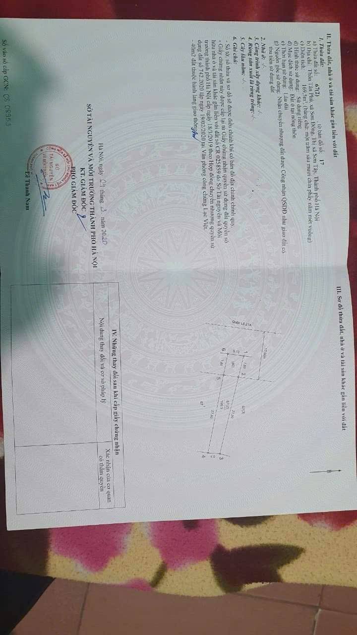 Đất nền mặt Quốc lộ 21, thôn Tân Phú, Sơn Đông, Hà Nội 169,5m² giá 5 tỷ - Cơ hội đầu tư sinh lời!