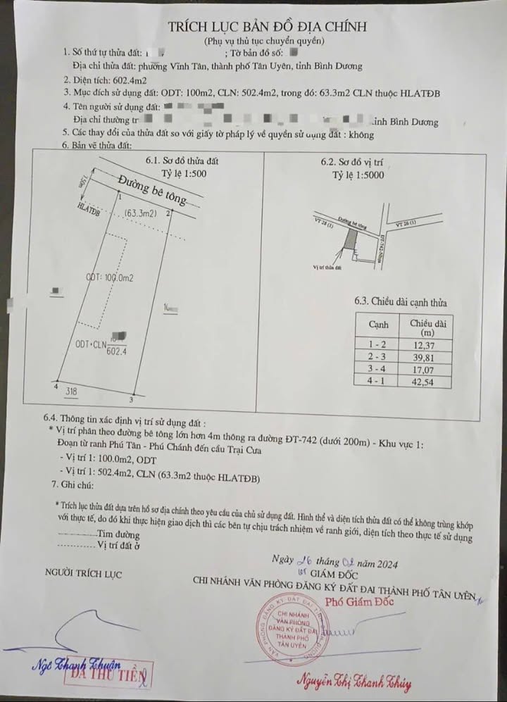 Đất nền Vĩnh Tân Tân Uyên 520.07m² - Giá thỏa thuận siêu rẻ gần KCN VISIP 2!