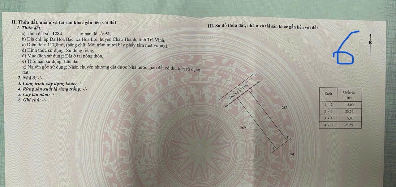 Đất nền mặt tiền Đa Hoà Bắc, Hòa Lợi, Châu Thành 120m² giá 450 triệu - Sổ đỏ chính chủ!