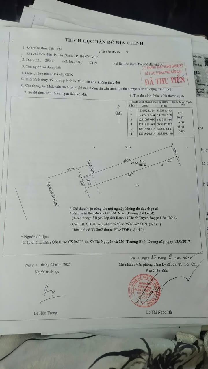 Đất mặt tiền DT 744 An Tây, Bến Cát - 288m², vị trí kinh doanh đắc địa!