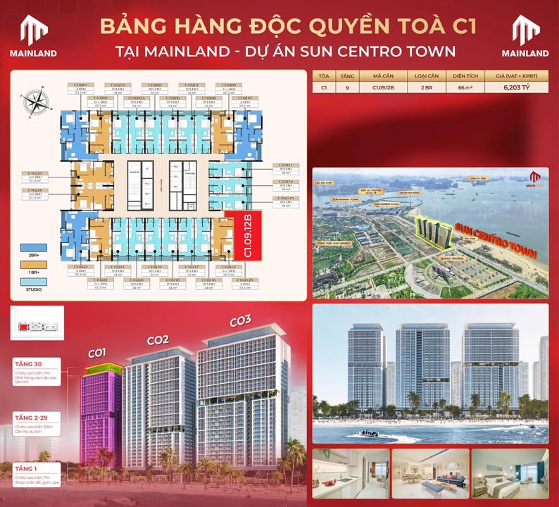Căn hộ Sun Centro Town Hạ Long 33m² giá từ 2.15 tỷ - Đầu tư sinh lời hấp dẫn!