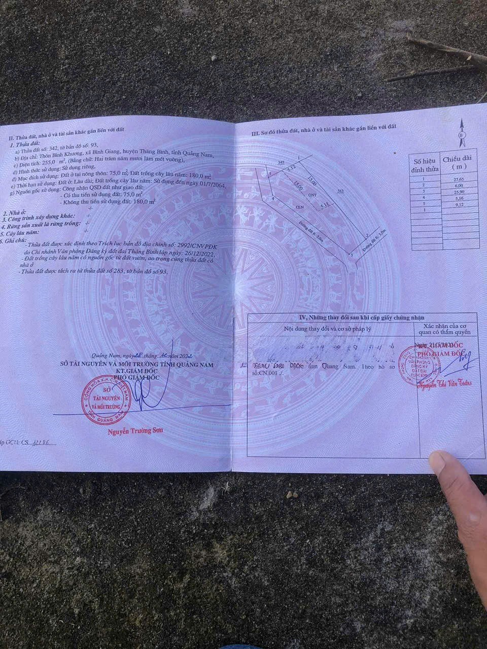 Nhà bán Thăng Bình Quảng Nam 255m² giá 480 triệu - Hướng Đông Nam, đất nở hậu