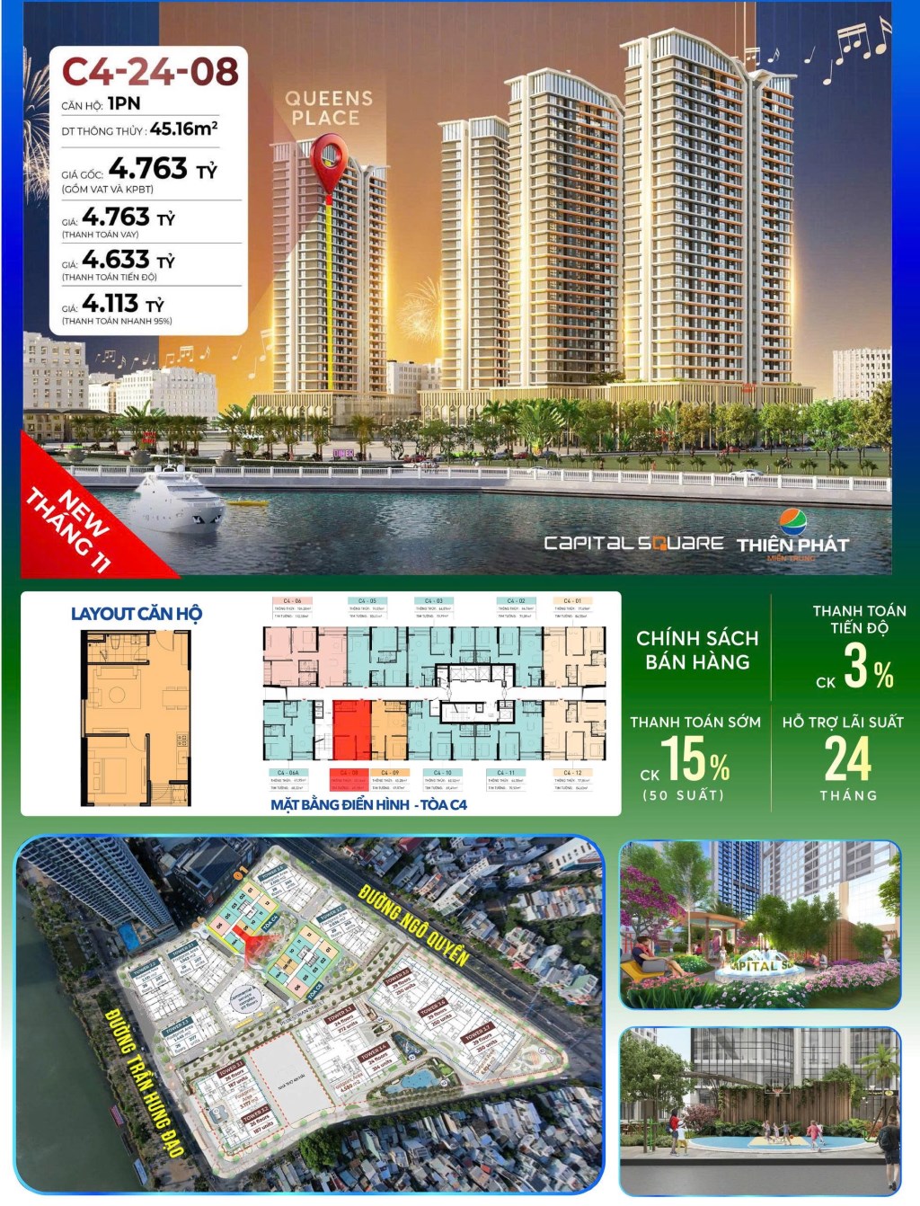 Căn hộ 1PN Capital Square Đà Nẵng 45,16m² - Hàng hiếm cuối cùng!